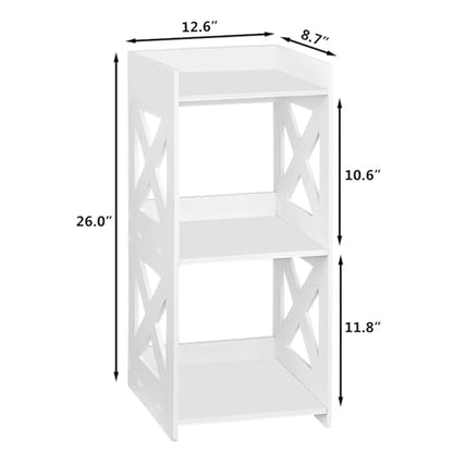 3-Tier Narrow Corner Bathroom Floor Stand, Waterproof PVC, White | Storage Shelf, Rack, Holder, Fits Tight Spaces, for Toilet Side, Laundry, Shower, Kitchen Spice Rack, Easy to Clean, 26”H - size: 3 Tier