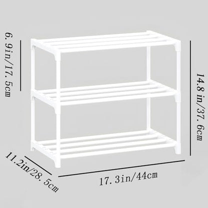3-Tier Small Shoe Rack, Metal Stackable Kids Shoe Shelf Storage Zapateras Organizer,Narrow Shoe Rack Sturdy for Closet Hallway Entryway Living Room Bedroom (White) - size: 3-White