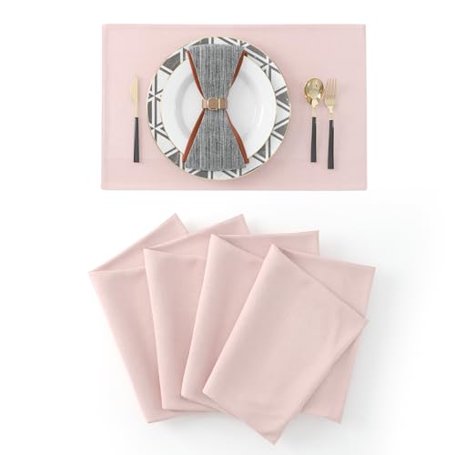 Set of 4 Soft Linen Handmade Placemats Heat Resistant Dining Table Place Mats Kitchen Table Mats 12 x 18 Baby Pink - color: Baby Pink, size: Rectangular Placemats 12" x 18"