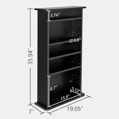 ZENY Multimedia Storage Cabinet DVD Rack Book Shelf Organizer Stand Audio Media Tower, 36" X 19" X 7" Black