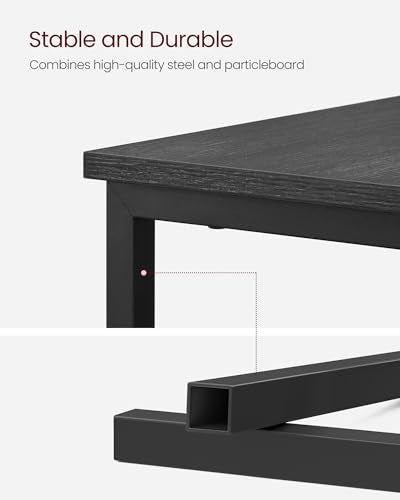 VASAGLE Side End Table with Charging Station, Slim Nightstand with 2 Drawers, Narrow Bedside Table for Living Room, Small Spaces, Charcoal Gray and Ink Black ULET321B22V1S - color: Charcoal Gray + Ink Black, size: 23.6"D x 11.8"W