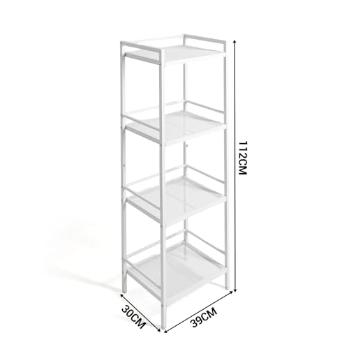 IDEALHOUSE 4 Tier Bathroom Shelves – Ladder Shelf Freestanding Rustic Home Organizer, Space-Saving Metal Storage Shelving Unit for Living Room, Bedroom, Kitchen, Office, Rustproof - color: 4 Tier White
