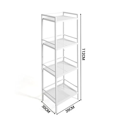 IDEALHOUSE 4 Tier Bathroom Shelves – Ladder Shelf Freestanding Rustic Home Organizer, Space-Saving Metal Storage Shelving Unit for Living Room, Bedroom, Kitchen, Office, Rustproof - color: 4 Tier White