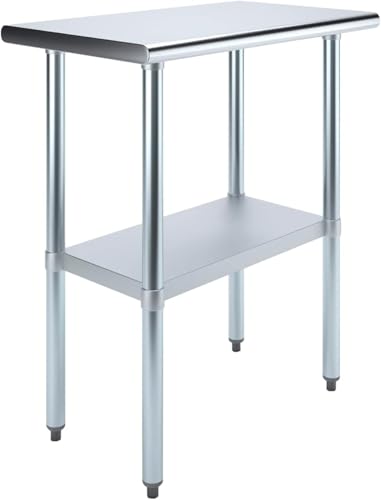 18" x 30" Stainless Steel Prep Table – NSF Certified Heavy Duty Work Table for Home & Commercial Use – Galvanized Undershelf & Legs - size: 30x18