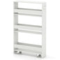 SlickBlue Rolling Serving Cart Narrow with Open Shelves for Kitchen Bathroom Living Room - color: Off White