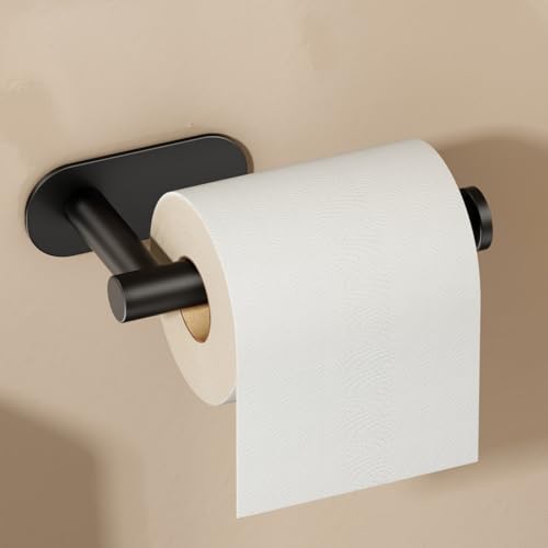 Voldra Toilet Paper Holder, Self Adhesive Toilet Paper Holder Wall Mount, SUS 304 Stainless Steel Toilet Tissue Roll Holder No Drilling for Bathroom Porta Papel de Baño (Matte Black, Classic) - color: Black, size: Classic