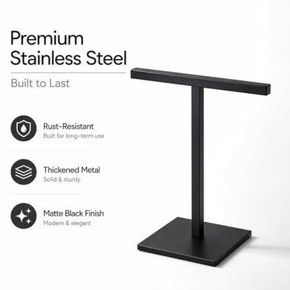 Bathroom Hand Towel Holder Stand，T-Shape Hand Towel Holder Stand SUS304 Stainless Steel for Bathroom，Kitchen or Vanity Countertop - color: Square Matte Black