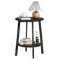 sthmec Side Table, Small Round End Table with Storage Shelf for Small Space, 2-Tier Black Bedside Table Sofa Couch Table, Round Accent Table Nighstands for Living Room, Bedroom, Black - color: Black