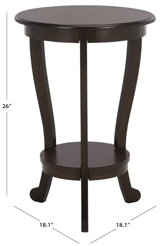 SAFAVIEH Furniture - Mary Pedestal Table - Dark Chocolate - Solid Wood - Farmhouse Pedestal Design - Ideal for Living Room, Entryway, Home Office, 18.1" W x 18.1" D x 26" H (AMH5711F) - color: Dark Chocolate