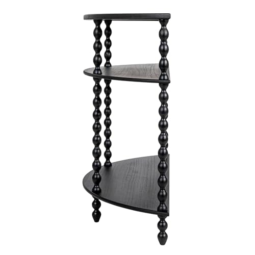 Creative Co-Op 3-Tier Curved Accent Table with Beveled Shelves and Doweled Legs, Matte Black Finish - color: Black, size: 47.25"L x 15.75"W x 34.5"H