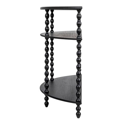 Creative Co-Op 3-Tier Curved Accent Table with Beveled Shelves and Doweled Legs, Matte Black Finish - color: Black, size: 47.25"L x 15.75"W x 34.5"H