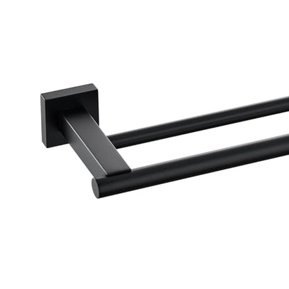 Miyili Matte Black Double Bath Towel Bar 36-Inch Stainless Steel Hand Towel Rack for Bathroom Wall Mount, A02B90B - color: Matte Black, size: 36-Inch