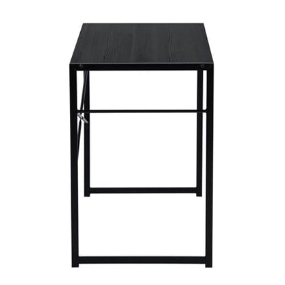 Pemberly Row Compact Industrial Computer Desk, Black Finish, Modern Minimalist Style, Durable Metal Frame and MDF Board, Spacious Work Surface, Ideal for Home Office, Study, or Small Spaces