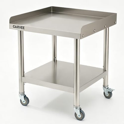 Garvee Stainless Steel Straight Edge Equipment Table with Wheels, Heavy Duty 39x27x18 inch Commercial Prep Table, 0.7mm Thick - size: 39*27*18inch