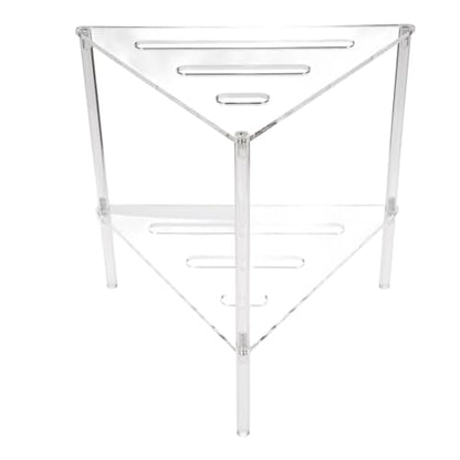 Acrylic Corner Shelf, 2 Tier Floor Shower Caddy & Anti Slip Shower Stool Clear Corner Shower Organizer for Bathroom Plant Stand for Bedroom Kitchen 13.39 x 12.20 x 11.81 Inch