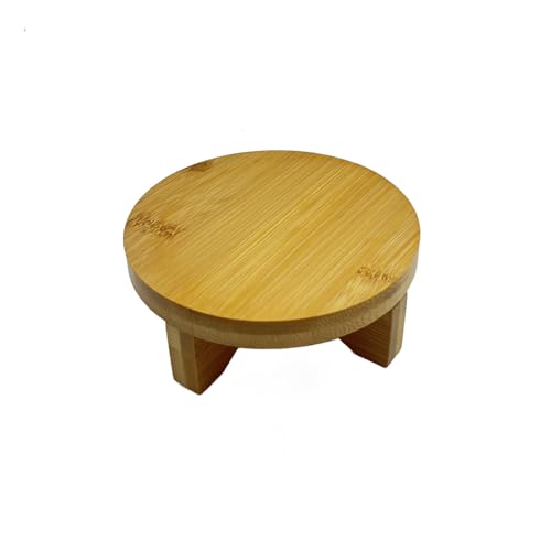 Short Round Wooden Plant Stand Indoor Desktop Flower Pedestal Stand Wood Decor Risers for Small Plants Display(4.5 Inch)