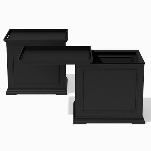 Veradek 30-Gallon Brixton Tray Table - 2-in-1 Outdoor Side Table with Storage + Tray for Patio | Durable All-Weather Resistant | Classic & Functional - color: Black, size: 22 inch - 2 Pack