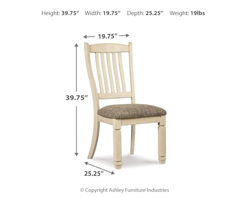 Signature Design by Ashley Bolanburg 20" Upholstered Dining Room Chair, Set of 2, Antique White - color: White