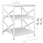 METYERRY Large Printer Stand with Power Outlet, with Height Adjustable Storage Shelf, 3 Tier Rolling Printer Cart with Industrial Wheels, 23.6 x 23.6 Inches Printer Table for Home Office, White - color: White