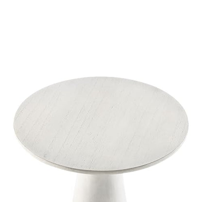 COZAYH Farmhouse Pedestal Small End Table Round Martini Table Wood Plant Stand Rustic Drink Table for Small Space Living Room, Bedroom, White - color: White