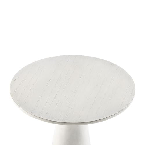 COZAYH Farmhouse Pedestal Small End Table Round Martini Table Wood Plant Stand Rustic Drink Table for Small Space Living Room, Bedroom, White - color: White