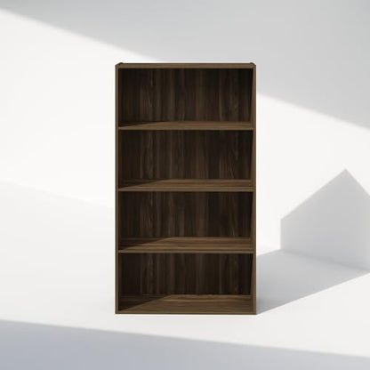Furinno Simple Book Shelf, 4-Tier Bookshelf, Bookcase with Open Shelf, 9.4 x 23.6 x 41.7, for Living Room, Bedroom, Home Office, Columbia Walnut - color: Columbia Walnut, size: 4-Tier, Standard