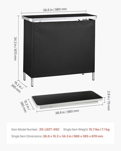 VEVOR Folding Portable Bar Table, 38.6 x 15.2 x 34.3 in, with Carry Bag, Storage Shelf, and Detachable Skirt, Quick and Easy Setup, Foldable Mobile Bartending Station for Events, Party, Tradeshow - size: 38.6 x 15.2 x 34.3 in