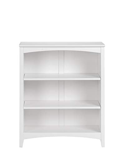 Shaker Style 3 Shelf Bookcase / Solid Wood / 36" High / Adjustable Shelving / Closed Back / Display Bookshelf for Living Room, Bedroom, Home and Office, White - color: White, size: 36"