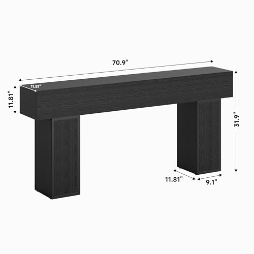 knoworld 70.9-Inch Long Console Table, Wooden Sofa Table Behind Couch Tables, Farmhouse Entryway Table Accent Table for Entrance, Hallway, Living Room, Foyer, Black - color: Black