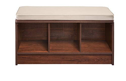 ClosetMaid 1309 3-Cube Storage Bench, Dark Cherry with Tan Cushion - color: Dark Cherry With Tan Cushion