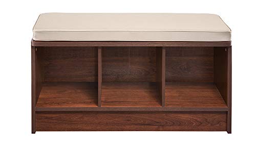 ClosetMaid 1309 3-Cube Storage Bench, Dark Cherry with Tan Cushion - color: Dark Cherry With Tan Cushion