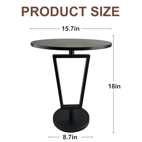 Modern Black Round Side Table 17" x 19" Heavy Duty Metal Pedestal Base Accent Table for Small Spaces End Table for Living Room, Bedroom, Beside Sofa or Couch – Easy Assembly - color: Black-t