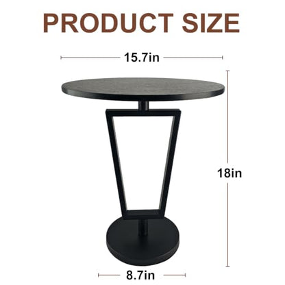 Modern Black Round Side Table 17" x 19" Heavy Duty Metal Pedestal Base Accent Table for Small Spaces End Table for Living Room, Bedroom, Beside Sofa or Couch – Easy Assembly - color: Black-t