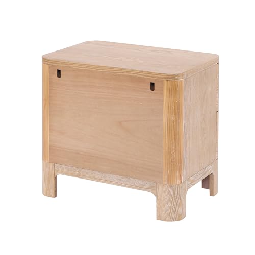 Christopher Knight Home Egbert Modern Nightstand with Drawers, Wooden Small Night Stand with Rounded Corners Design, Bedside Table/End Table for Bedroom, Multipurpose Storage Cabinet, Natural