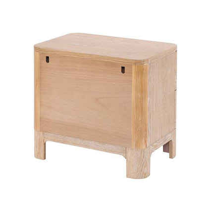 Christopher Knight Home Egbert Modern Nightstand with Drawers, Wooden Small Night Stand with Rounded Corners Design, Bedside Table/End Table for Bedroom, Multipurpose Storage Cabinet, Natural