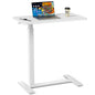 Sweetcrispy Overbed Table, Bedside Table, Mobile Standing Desk | Adjustable Wheels, Rolling Laptop Cart, Hospital Home Use, Space Saving Frame, Milky - color: Milky