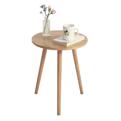 AWASEN Side Table Round, Small Accent Table Nightstand Modern End Table for Living Room Bedroom Office Small Spaces, 15.7''Dia x 19.69''H(Natural Walnut) - color: Natural Walnut