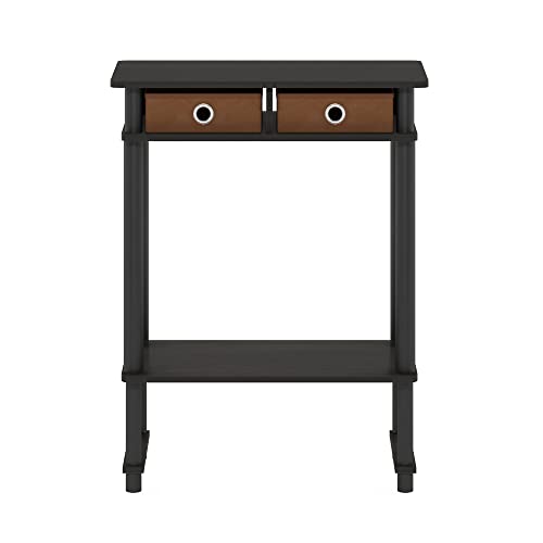 Furinno Turn-N-Tube Tall-Wide Hallway Console Table with Bin, Espresso/Brown - color: Espresso/Brown, size: 1-Pack
