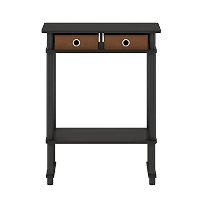 Furinno Turn-N-Tube Tall-Wide Hallway Console Table with Bin, Espresso/Brown - color: Espresso/Brown, size: 1-Pack