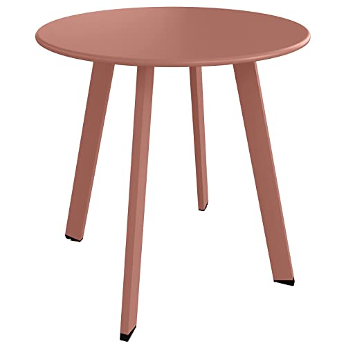 Grand patio Outdoor Side Table Round End Table with Square Feet Small Accent Table Great for Patio Balcony - color: Rose Dawn