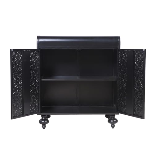 Accent Cabinet with Embossed Pattern, 2-Door Steel Sideboard Buffet Cabinet for Living Room Dining Room Entryway, Storage Cabinet with Shelves
