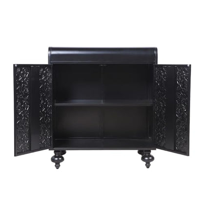Accent Cabinet with Embossed Pattern, 2-Door Steel Sideboard Buffet Cabinet for Living Room Dining Room Entryway, Storage Cabinet with Shelves