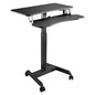Kantek Mobile Sit Stand Height Adjustable (29"-49") Large Cart, 31.25" Wide Rolling Laptop Workstation, Keyboard Tray, Foot Pedal Control, Steel Frame, Perfect for Office Classroom Home, Black - color: Black, style: with Keyboard Tray