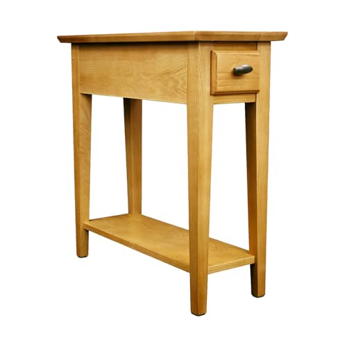 Leick Home Teegan End Table, Solid Wood, 1 Storage Drawer, Bottom Display Shelf, Narrow, Easy-Assembly, For Living Room/Bedroom, Desert Sand, 24.0 in. L x 10.0 in. W x 24.0 in. H, 10071-DS - color: Desert Sands