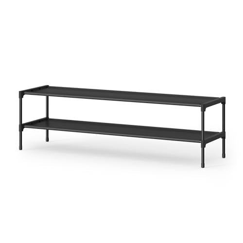 SONGMICS Shoe Rack, Space-Saving, Entryway, Metal Frame | Space-Saving Shoe Storage Organizer, Non-Woven Fabric Shelves, ULSH032BH01 - color: Ink Black, size: 2 Tiers (36.1"W)