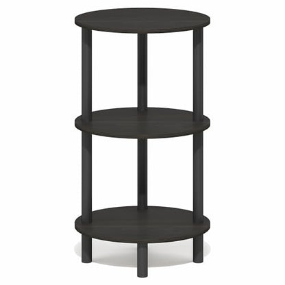 Furinno Turn-N-Tube Side Table, 3-Tier Oval End Table, Night Stand, Bedside Table, for Living Room, Bedroom, Espresso/Black - color: Espresso, size: 1-Pack, Plastic Frame, 3-Tier, 27.6 Inches Tall