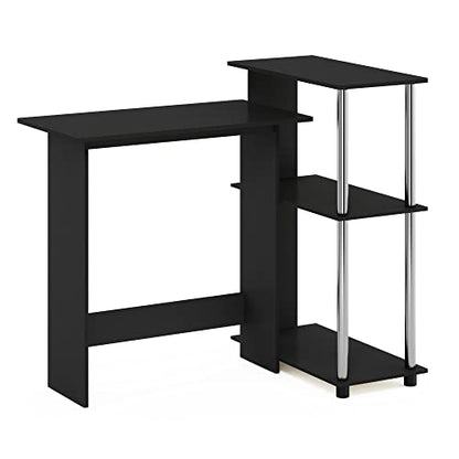 Furinno Abbott Corner Computer Desk with Bookshelf, Americano/Chrome - color: Americano/Chrome