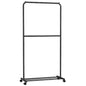 SONGMICS Clothes Rack with Wheels, Double-Rod Clothing Rack for Hanging Clothes, 25.4mm Metal Garment Rack with Dense Mesh Storage Shelf, 110 lb Load Capacity, 2 Brakes, Black UHSR027B01 - color: Black, style: Middle Rod