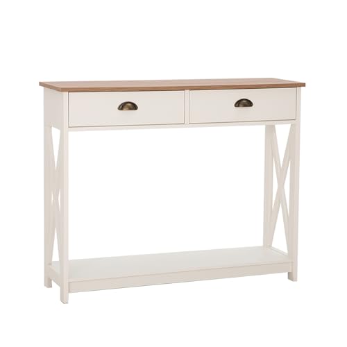 PHI VILLA Entryway Table - Farmhouse Narrow Console Table with Drawer for Living Room/Hallway, Ivory White - color: Ivory 2