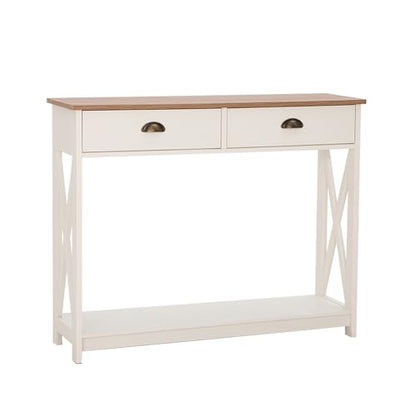 PHI VILLA Entryway Table - Farmhouse Narrow Console Table with Drawer for Living Room/Hallway, Ivory White - color: Ivory 2